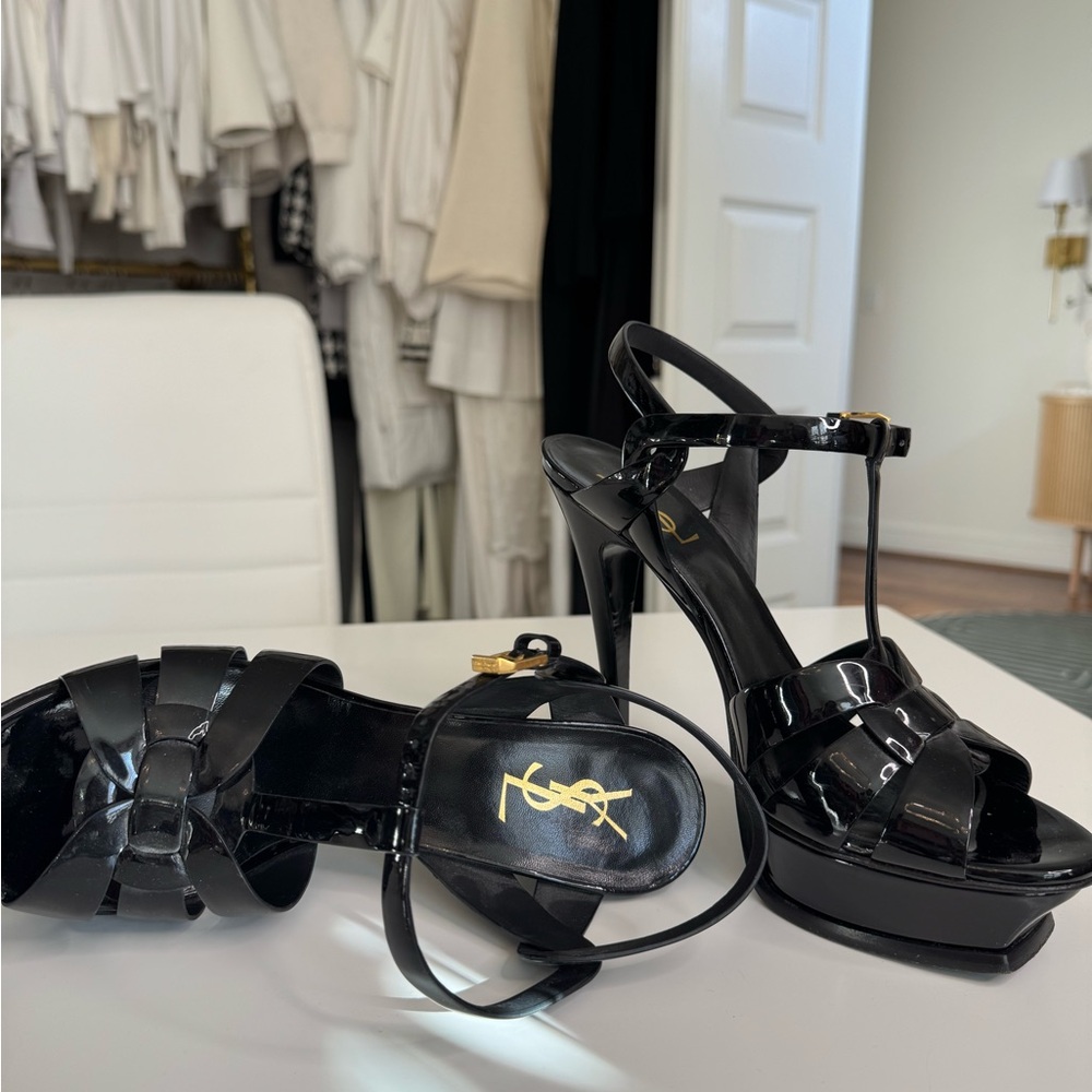 Yves Saint Laurent Women's Black Patent Leather Heels